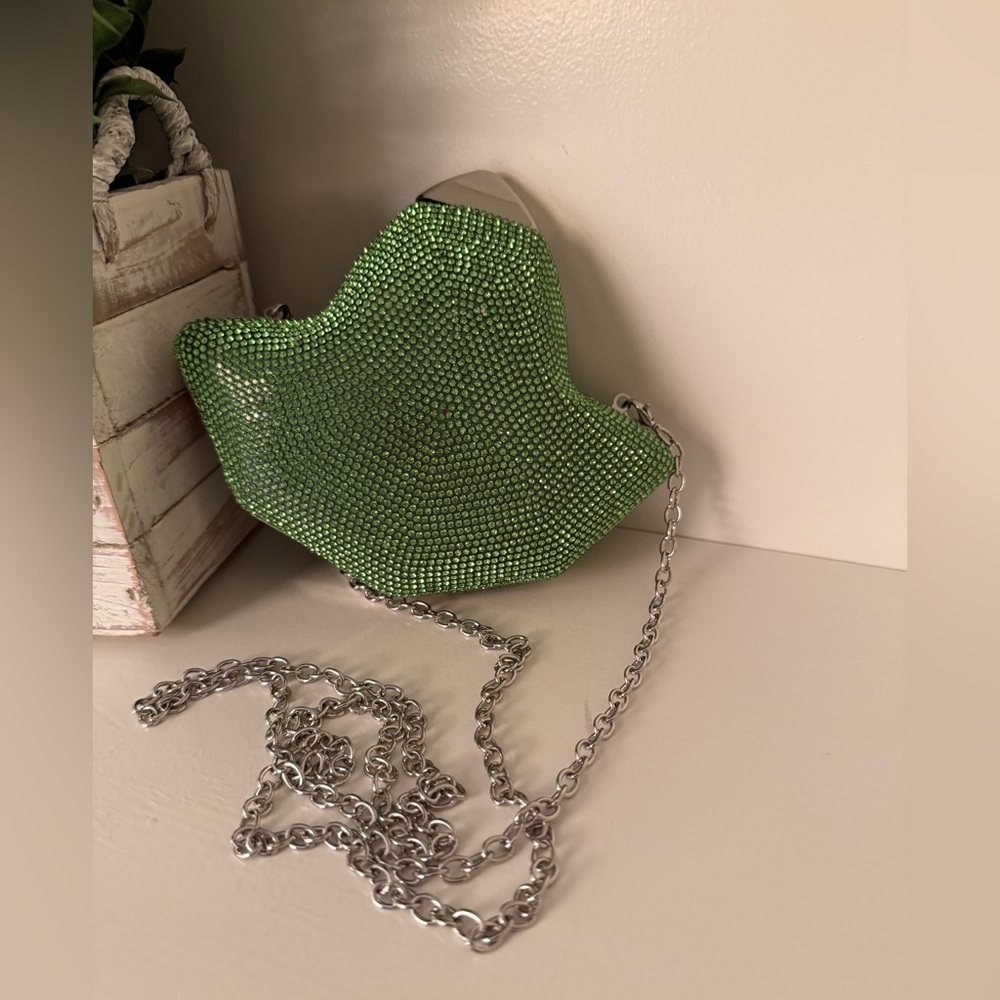 Rhinestone Ivy Leaf Elegant Clutch Evening Bag with Chain Strap for Formalwear